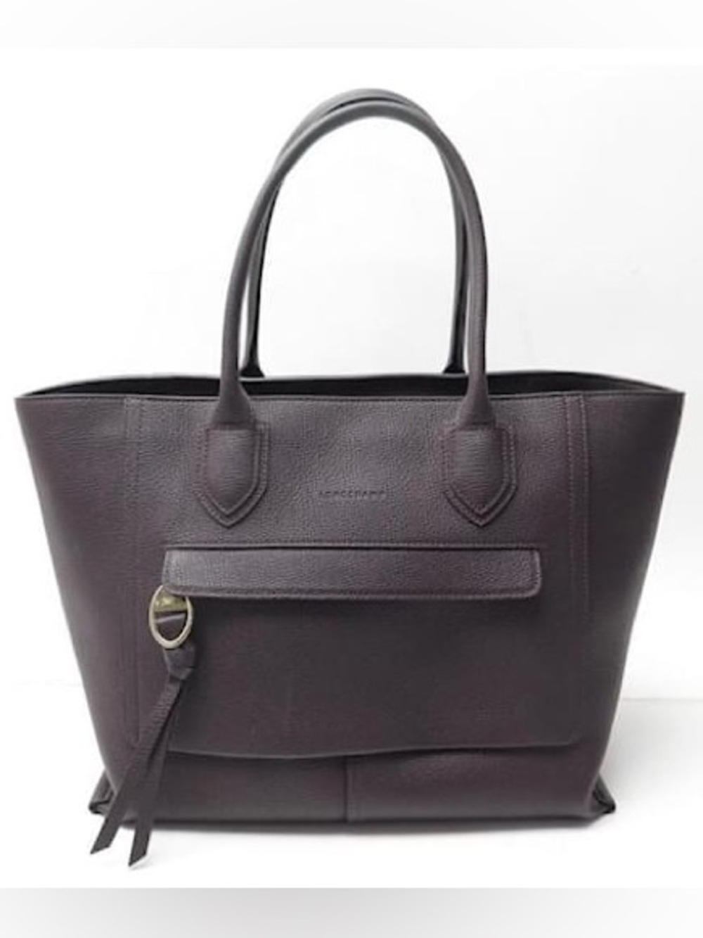 Longchamp Mailbox Plum Leather Tote Handbag